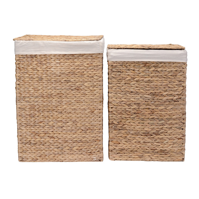 83-dec7028 Portable Handmade Wicker Laundry Hampers With Lid - Set Of 2