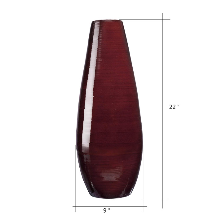 83-dec7042 Handcrafted 22 In. Tall Brown Bamboo Decorative Tear Drop Floor Vase For Silk Plants