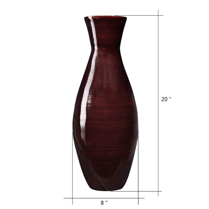 83-dec7051 Handcrafted 20 In. Tall Brown Bamboo Decorative Classic Floor Vase For Silk Plants