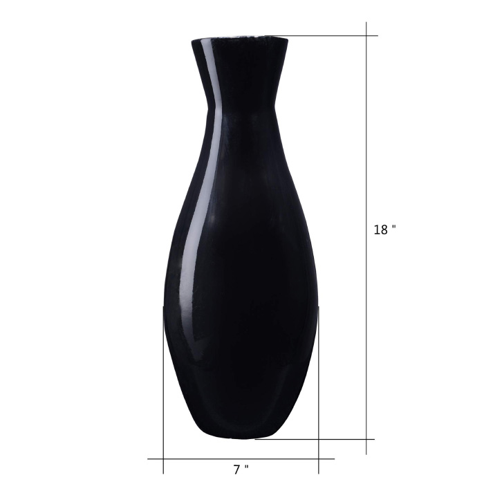 83-dec7055 Handcrafted 18 In. Tall Black Bamboo Decorative Glazed Hana Vase For Silk Plants