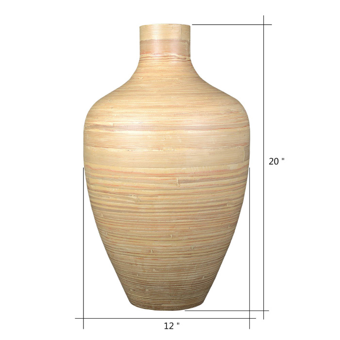 83-dec7059 Handcrafted 20 In. Tall Natural Bamboo Decorative Gourd Floor Vase For Silk Plants