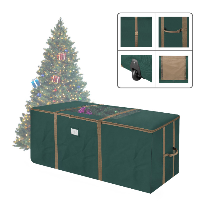 83-dt5046 1049 Green Rolling Christmas Tree Storage Duffel Bag With Window - 9 Ft.