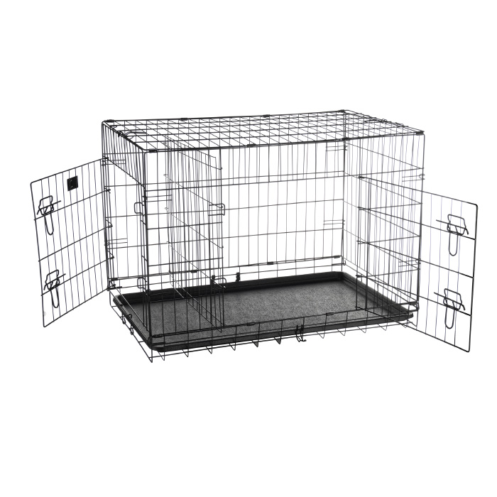 83-dt5283 2192 Folding Pet Crate Double Door Kennel Wire Cage With Divider - 36 In.