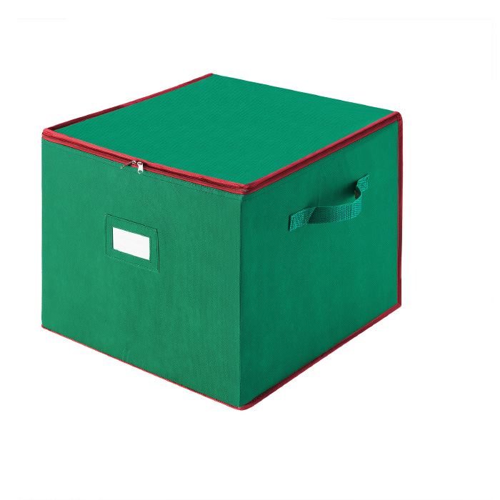 83-dt5536 Large Ornament Storage Chest With Zip Top & 75 Compartments - Stackable Cube In Green
