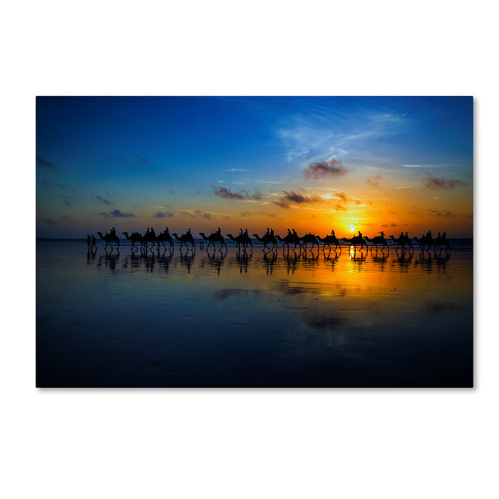 Trademark 1x00703-c1624gg 16 X 24 In. Sunset Camel Ride Canvas Art - Louise Wolbers