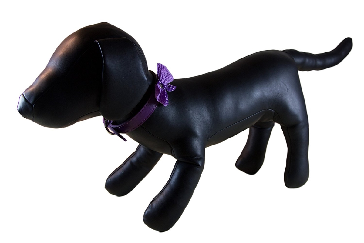 Polka Dot Bow Tie Dog Collar - Purple, Small