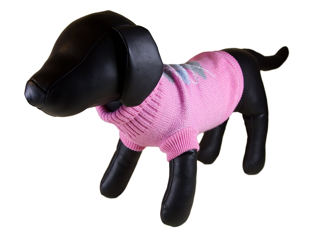Pink Argyle Turtleneck Dog Sweater - Small