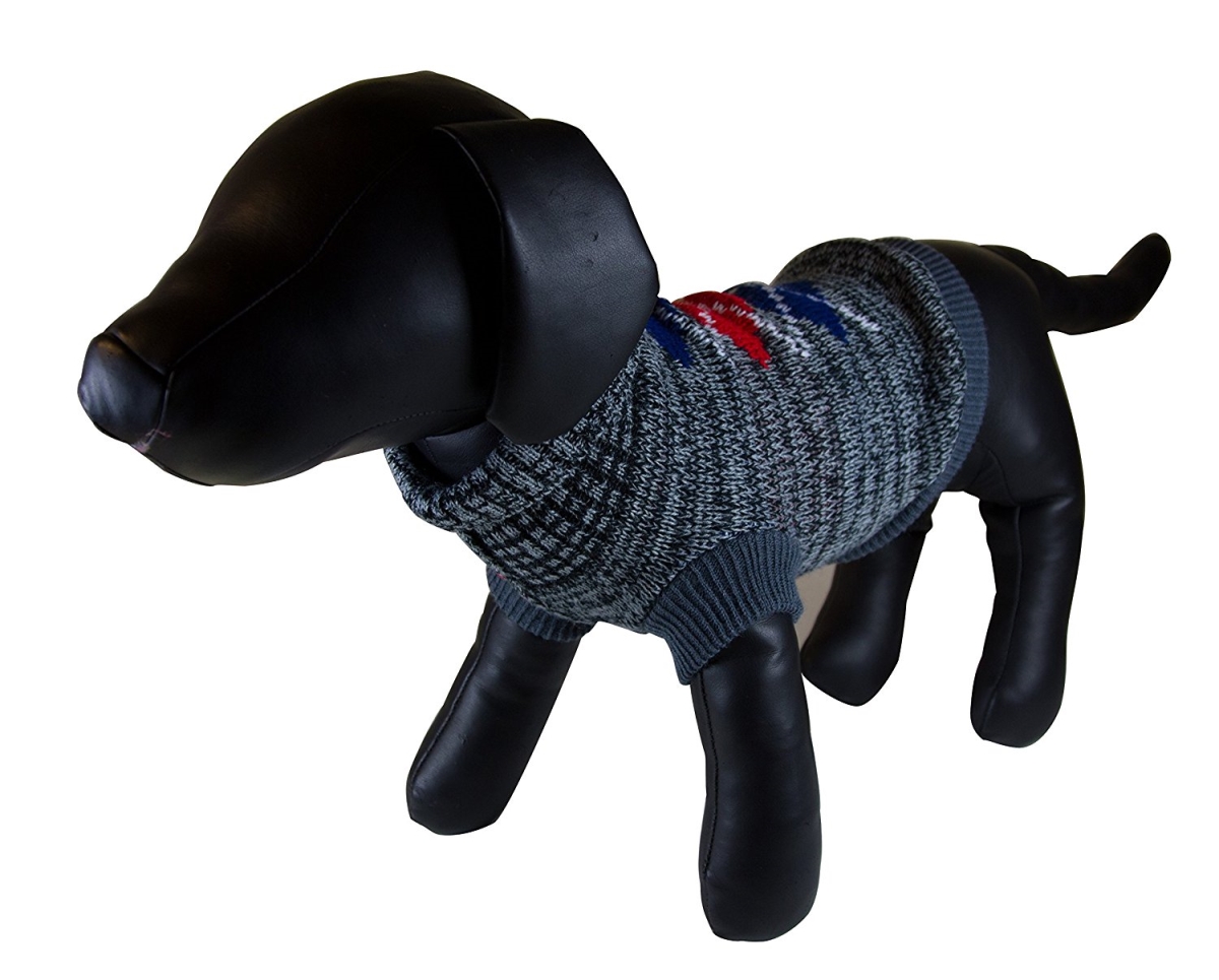 Ds1436-ds Dark Gray Argyle Turtleneck Dog Sweater - Small