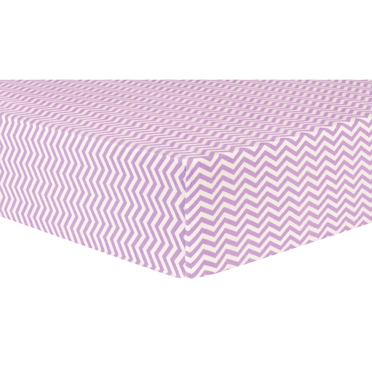102726 Lilac Chevron Deluxe Flannel Fitted Crib Sheet, Purple & White<br>