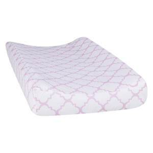 101751 Orchid Bloom Quatrefoil Changing Pad Cover - Purple & White