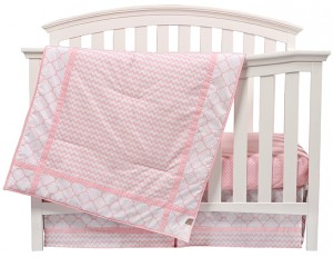100796 Pink Sky 3 Piece Crib Bedding Set