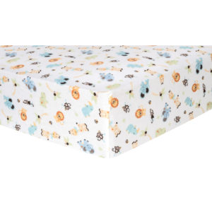 101329 Jungle Friends Deluxe Flannel Fitted Crib Sheet