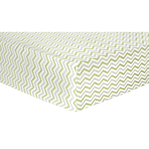 101209 Sage And Gray Chevron Deluxe Flannel Fitted Crib Sheet
