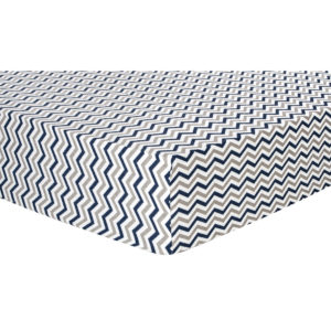 101219 Navy And Gray Chevron Deluxe Flannel Fitted Crib Sheet