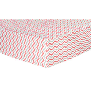 101230 Coral And Gray Chevron Deluxe Flannel Fitted Crib Sheet