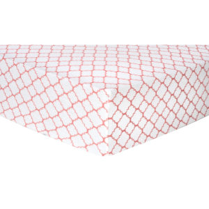 101244 Coral Quatrefoil Deluxe Flannel Fitted Crib Sheet