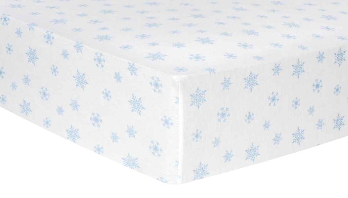 101373 Blue Snowflakes Deluxe Flannel Fitted Crib Sheet