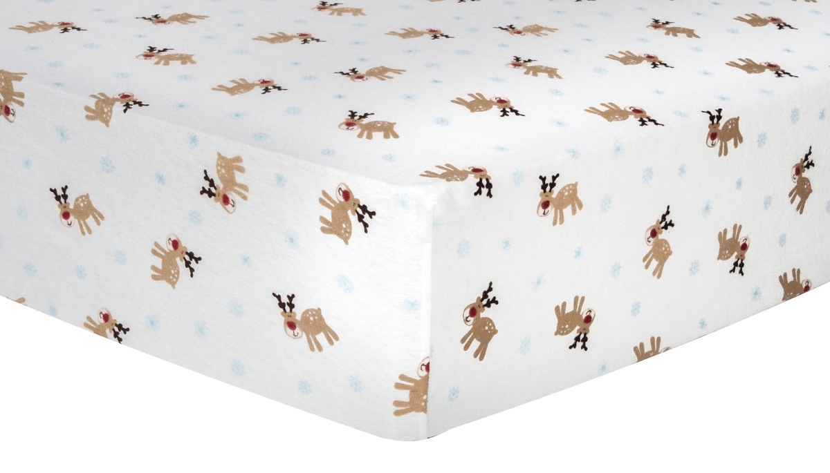 101374 Reindeer Deluxe Flannel Fitted Crib Sheet