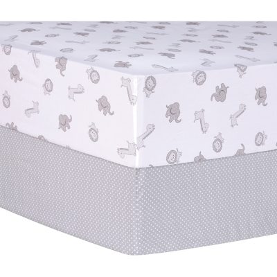 Trend-lab 103194 Gray Safari And Dot Fitted Crib Sheets