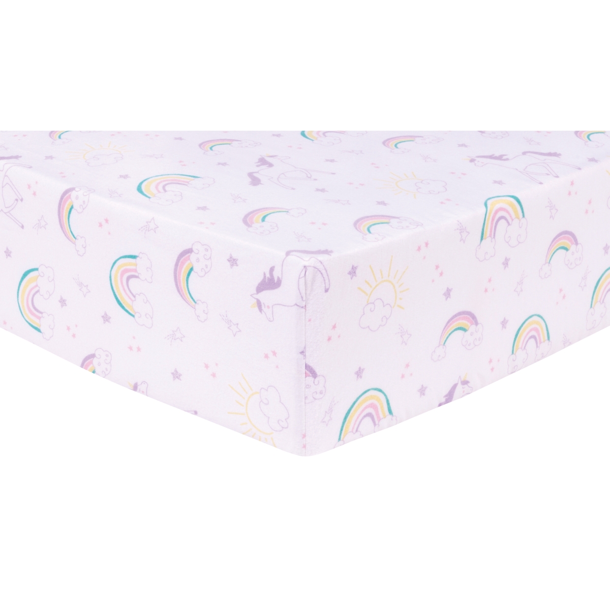 103167 28 X 52 In. Unicorn Rainbow Deluxe Flannel Fitted Crib Sheet - Assorted Color