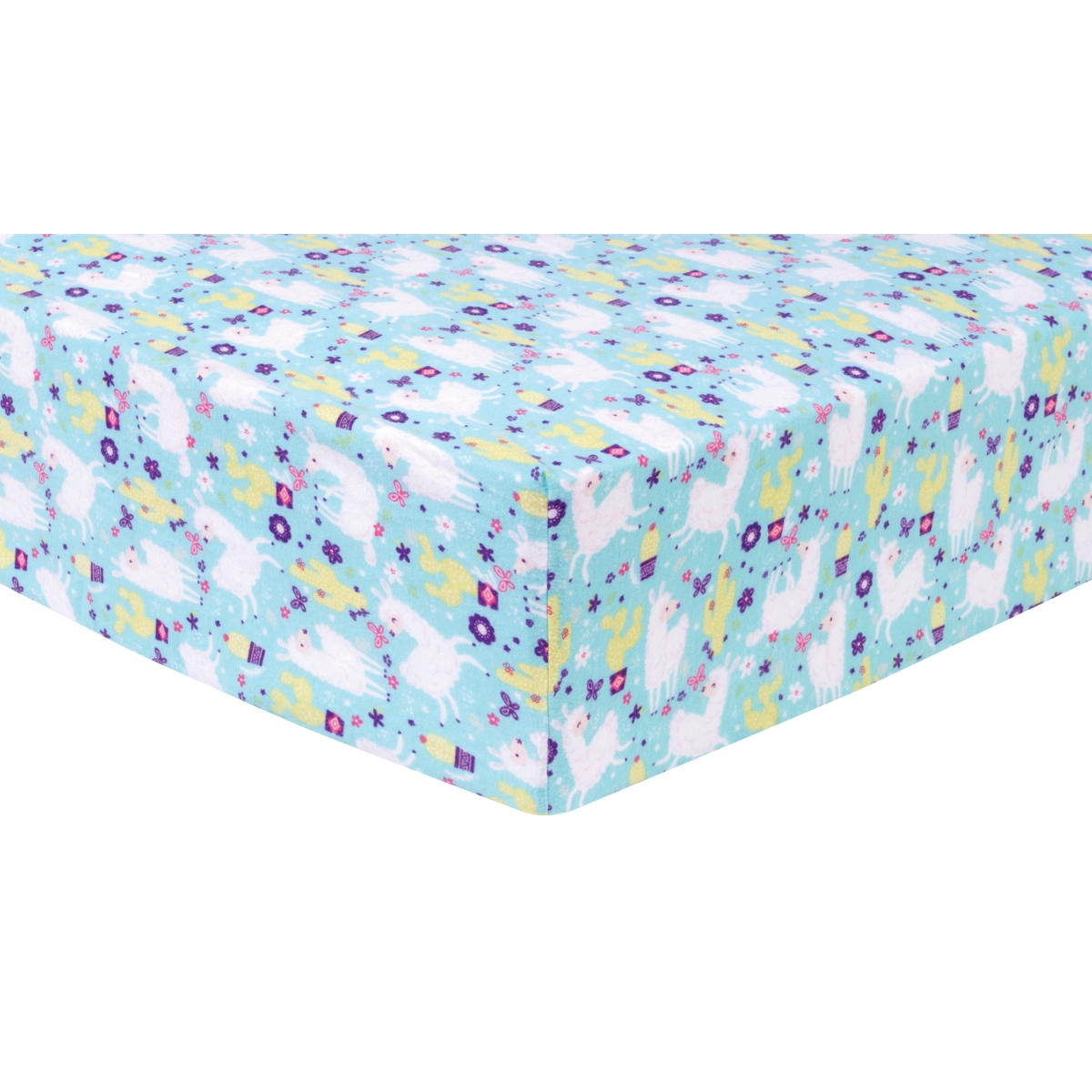 103169 28 X 52 In. Llama Paradise Deluxe Flannel Fitted Crib Sheet - Assorted Color