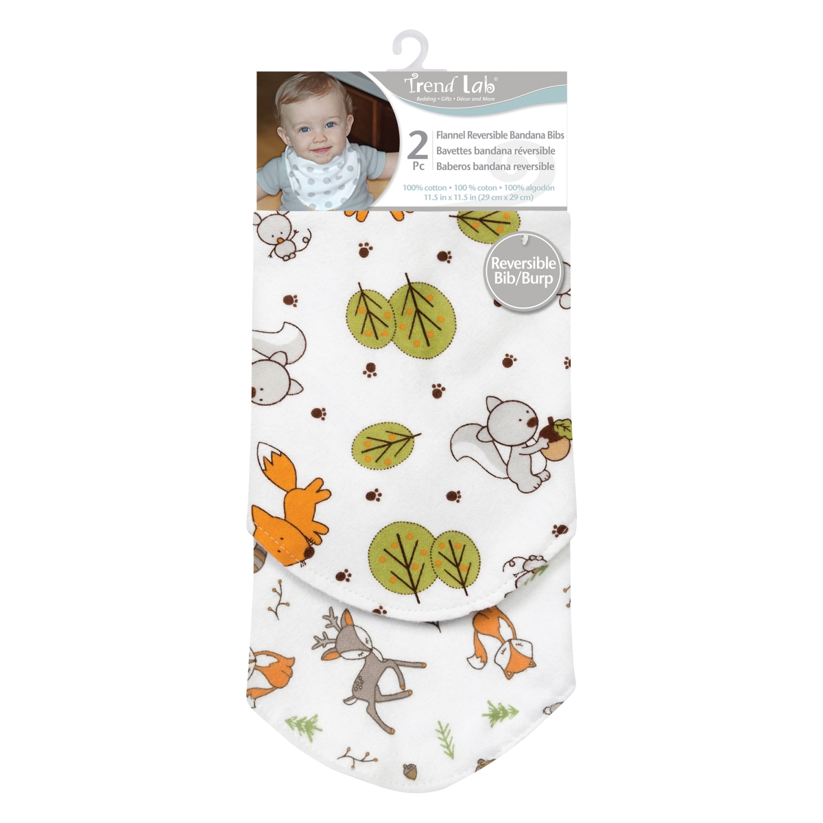 102977 11.5 X 11.5 In. Forest Bunch Reversible Flannel Bandana Bib Set - Pack Of 2