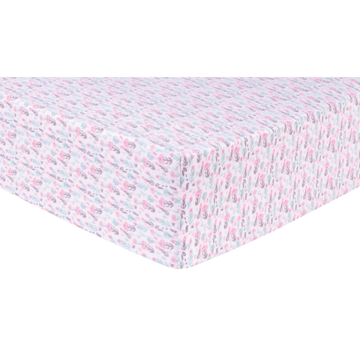 103263 28 X 52 In. Pastel Painterly Floral Deluxe Flannel Fitted Crib Sheet - Assorted Color