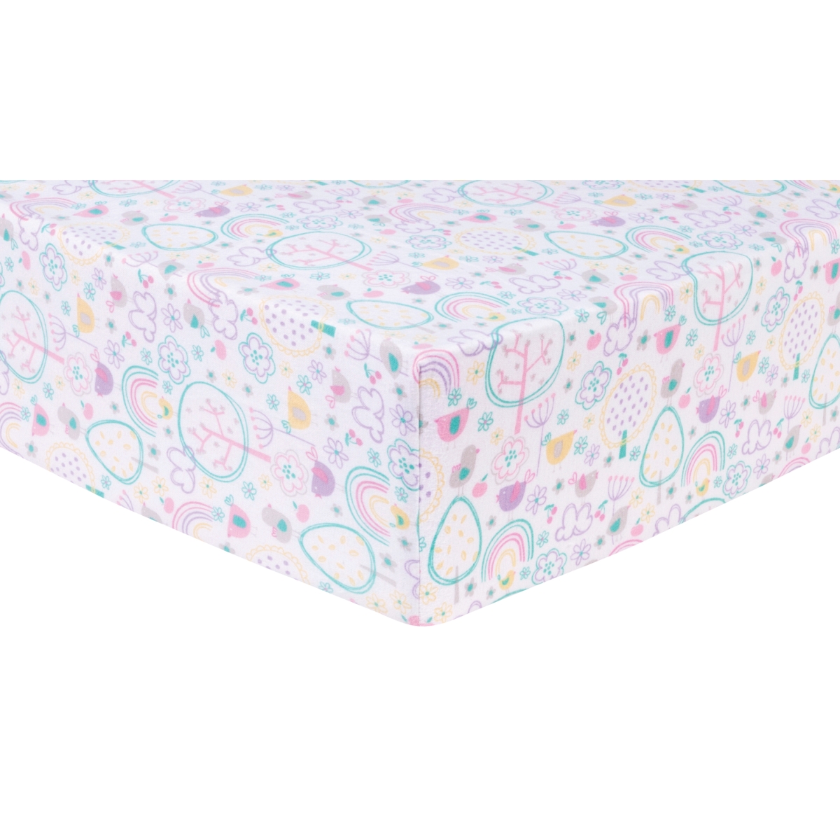 103264 28 X 52 In. Rainbow Birds Deluxe Flannel Fitted Crib Sheet - Assorted Color