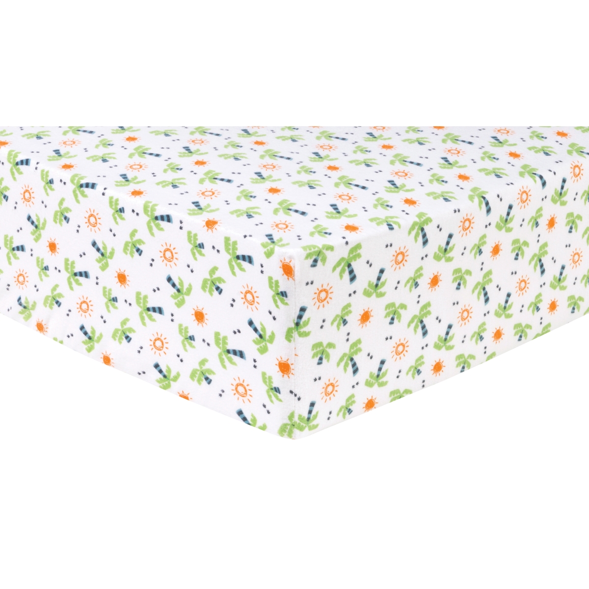 103261 28 X 52 In. Dinosaur Palm Deluxe Flannel Fitted Crib Sheet - Assorted Color