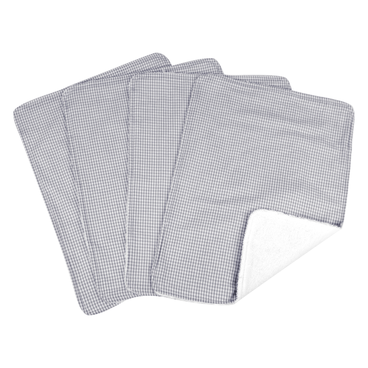 Trend-lab 103508 Gingham Seersucker Gray & White Burp Cloth Set - Pack Of 4