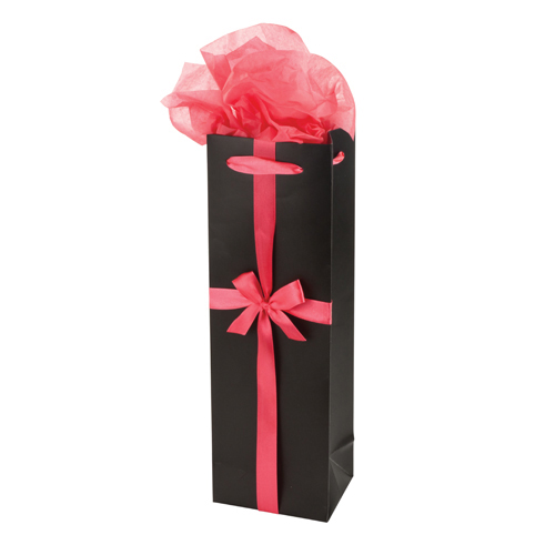 3191 Black & Pink Wine Gift Bag