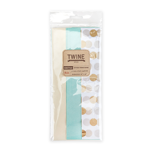 4422 Marketplace - Gold Dot Teal & Cream Tissue Paper