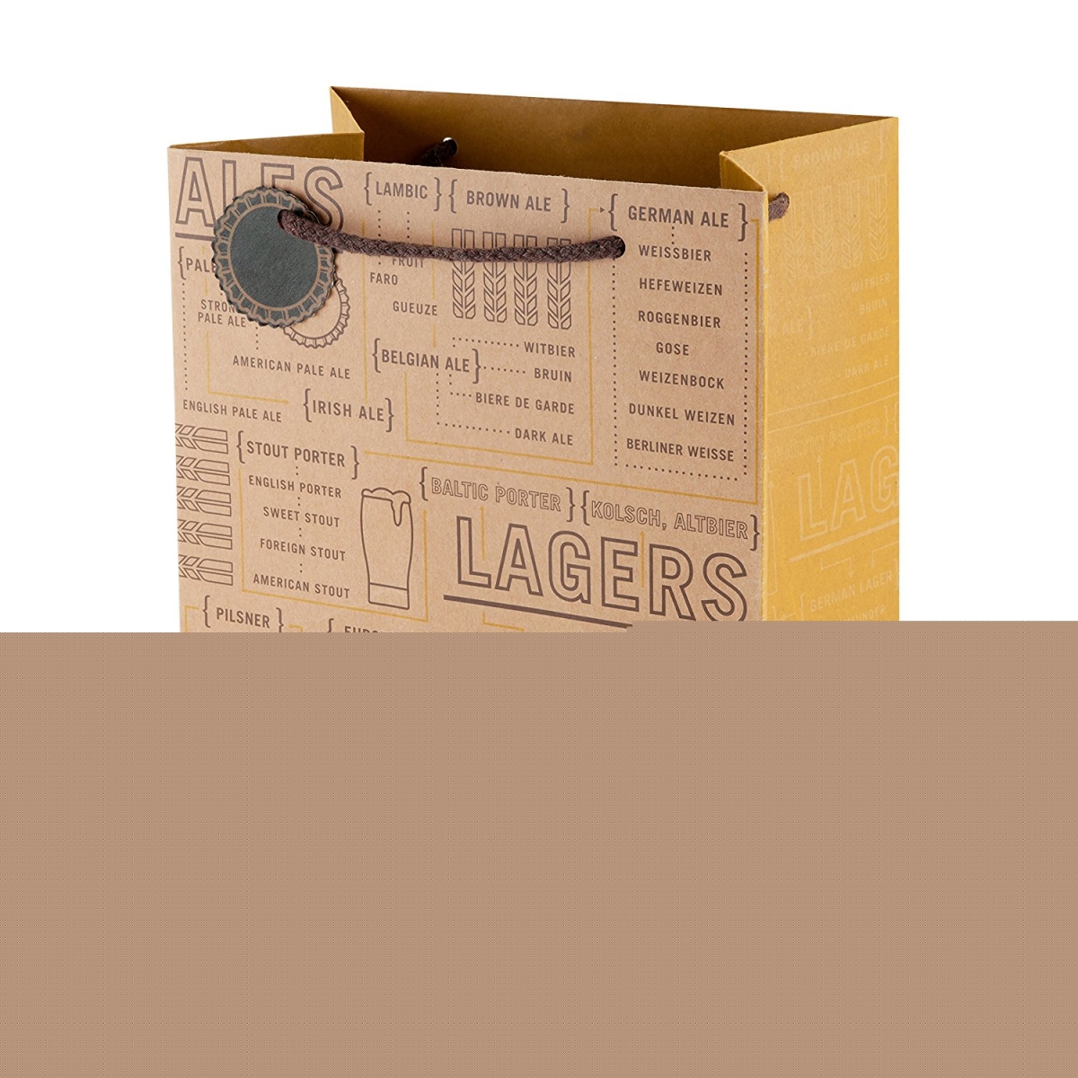 4837 Beer Varieties Kraft Paper Bag, Brown - Pack Of 6