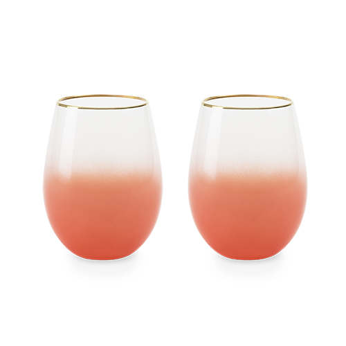 5788 Mariposa Stemless Wine & Cocktail, Pink - Set Of 2