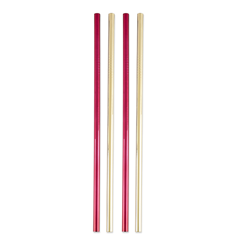 5823 Rustic Holiday Assorted Stainless Steel Cocktail Straws - Set Of 4