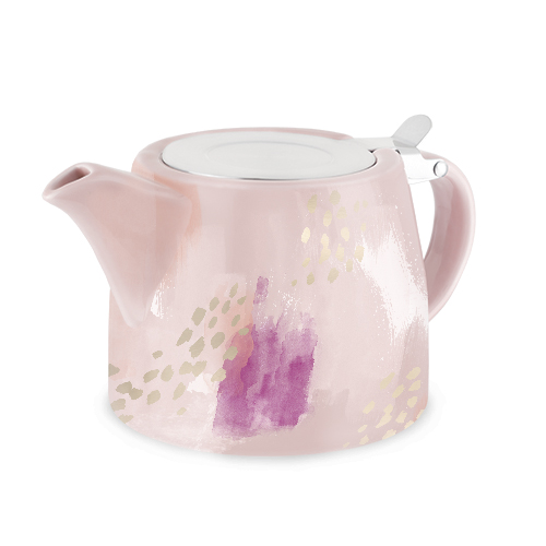 5833 20 Oz Harper Pink Abstract Ceramic Teapot & Infuser