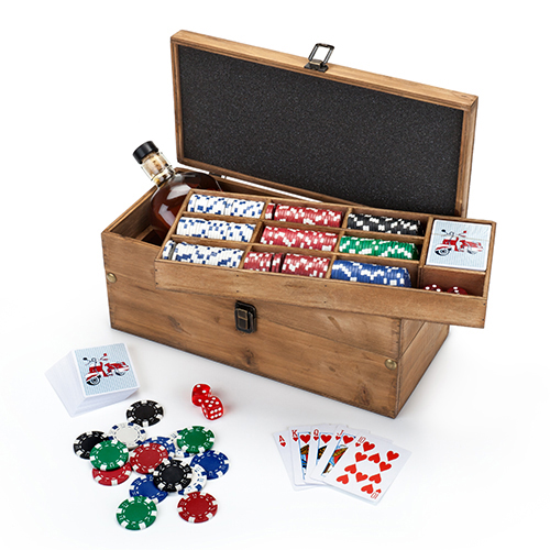 3857 Poker & Liquor Box Set, Wood