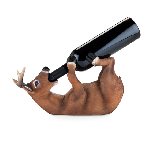 3977 Drunken Deer Bottle Holder, Brown