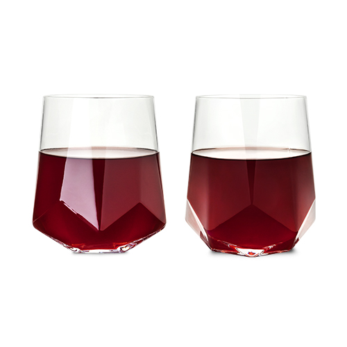 2214 Raye - Faceted Crystal Wine Glass, Set Of 2