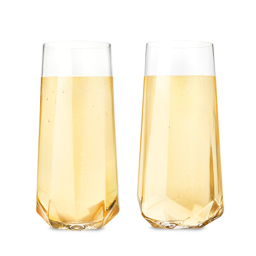 2215 Raye - Faceted Crystal Champagne Glass, Set Of 2