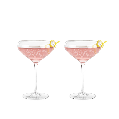 5584 14 Oz Garden Party Floral Crystal Cocktail Coupe Set, Set Of 2
