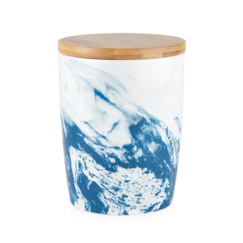 6827 Pantry - Small Marbled Ceramic Canister, Blue