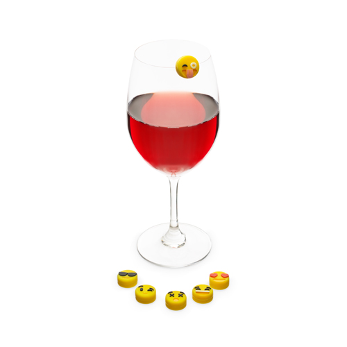 7126 Emoji Drink Charms, Yellow - Set Of 6