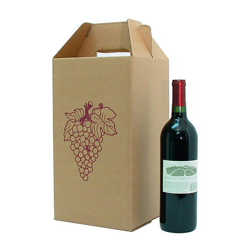 47444 4 Bottle Corrugated Wine Carryout With Grape, Brown