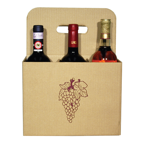 47830 6 Bottle Open Wine Carryout With Grape, Brown