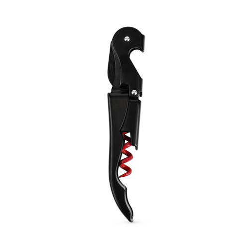 7184 Bulk Double-hinged Corkscrew, Matte Black With Red