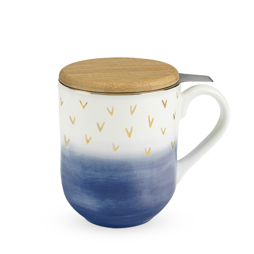 7987 14 Oz Casey Ceramic Tea Mug & Infuser, Blue