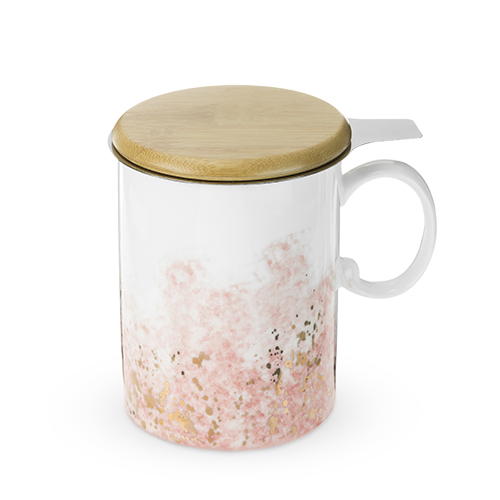8080 12 Oz Bennett Ceramic Tea Mug & Infuser, Pink
