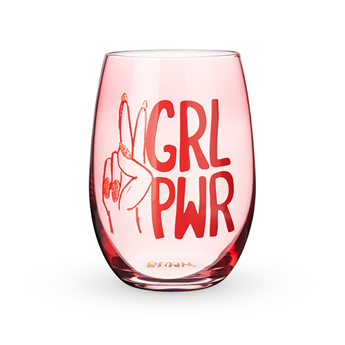 8257 12 Oz Grl Pwr Stemless Wine Glass, Pink