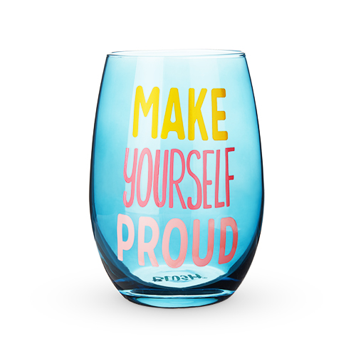8261 12 Oz Make Yourself Proud Stemless Wine Glass, Blue